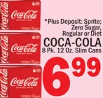C Town COCA-COLA 8 Pk. 12 Oz. Slim Cans offer