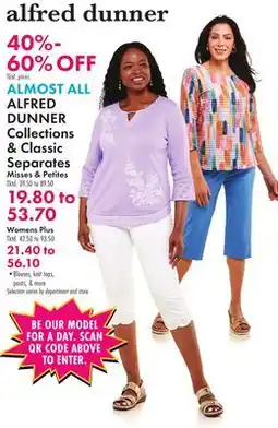Boscov's ALL ALFRED DUNNER Collections & Classic Separates offer