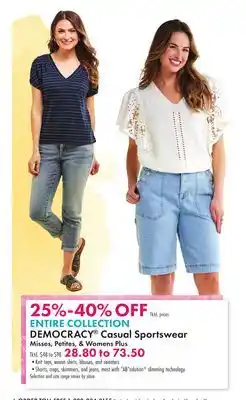 Boscov's ENTIRE COLLECTION DEMOCRACY Casual Sportswear offer