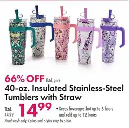 Boscov's 40-oz. Insulated Stainless-Steel Tumblers with Straw offer