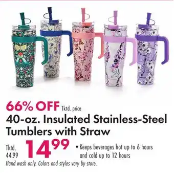 Boscov's 40-oz. Insulated Stainless-Steel Tumblers with Straw offer