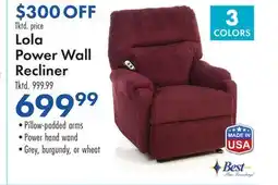Boscov's Lola Power Wall Recliner offer