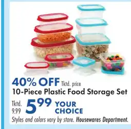Boscov's 10-Piece Plastic Food Storage Set offer