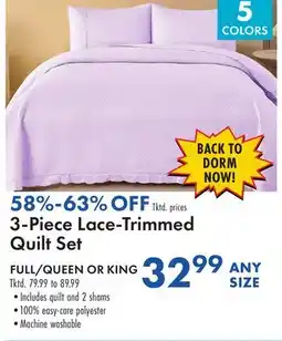 Boscov's 3-Piece Lace-Trimmed Quilt Set offer