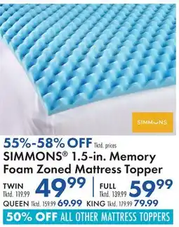 Boscov's SIMMONS 1.5-in. Memory Foam Zoned Mattress Topper offer