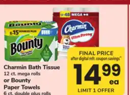 ACME Charmin Bath Tissue 12 ct. mega rolls or Bounty Paper Towels 6 ct. double plus rolls offer