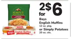 ACME Bays English Muffins 12 oz. pkg. or Simply Potatoes 20 oz. ctn offer