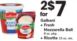ACME Galbani Fresh Mozzarella Ball 8 oz. pkg. • Ricotta 15 oz. ctn offer