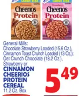Bravo Supermarkets CHEERIOS PROTEIN CEREAL 11.2 Oz. Box offer
