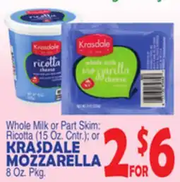 Bravo Supermarkets KRASDALE MOZZARELLA, 8 Oz. Pkg offer