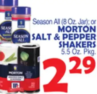 Bravo Supermarkets MORTON SALT & PEPPER SHAKERS. 5 Oz. Pkg offer