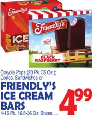 Bravo Supermarkets FRIENDLY'S ICE CREAM BARS, 4-16 Pk. 16.5-36 Oz. Boxes offer