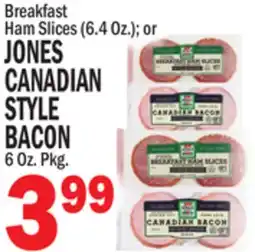 Bravo Supermarkets JONES CANADIAN STYLE BACON 6 Oz. Pkg offer