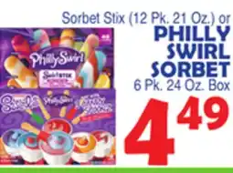 Bravo Supermarkets PHILLY SWIRL SORBET 6 Pk. 24 Oz. Box offer