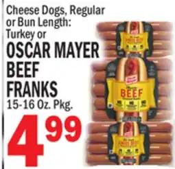 Bravo Supermarkets OSCAR MAYER TURKEY OR BEEF FRANKS offer
