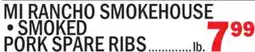 Bravo Supermarkets MI RANCHO SMOKEHOUSE SMOKED PORK SPARE RIBS offer