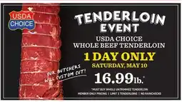 Kings Food Markets USDA CHOICE WHOLE BEEF TENDERLOIN offer