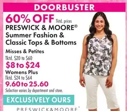 Boscov's PRESWICK & MOORE Summer Fashion & Classic Tops & Bottoms offer