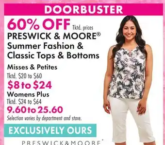 Boscov's PRESWICK & MOORE Summer Fashion & Classic Tops & Bottoms offer