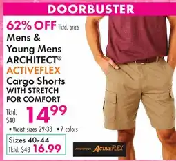 Boscov's Mens & Young Mens ARCHITECT ACTIVEFLEX Cargo Shorts WITH STRETCH FOR COMFORT offer