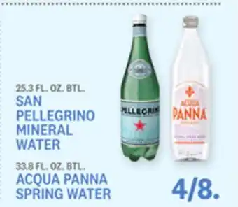 Kings Food Markets 25.3 FL. OZ. BTL. SAN PELLEGRINO MINERAL WATER, 33.8 FL. OZ. BTL. ACQUA PANNA SPRING WATER offer