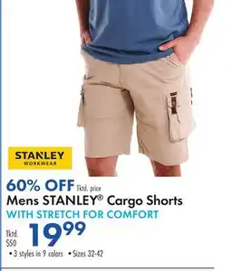 Boscov's Mens STANLEY Cargo Shorts WITH STRETCH FOR COMFORT offer