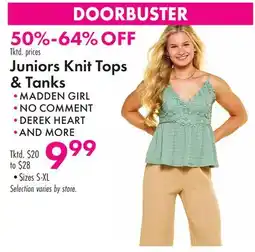 Boscov's Juniors Knit Tops & Tanks offer