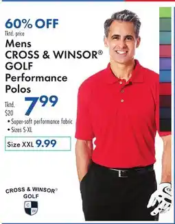 Boscov's Mens CROSS & WINSOR GOLF Performance Polos offer