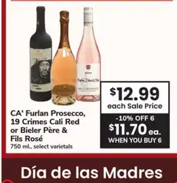 ACME CA' Furlan Prosecco, 19 Crimes Cali Red or Bieler Père & Fils Rosé offer