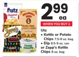 ACME Utz • Kettle or Potato Chips 7.5-8 oz. bag • Dip 8.5-9 oz. can or Zapp's Kettle Chips 8 oz. bag offer