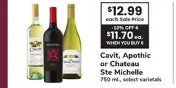 ACME Cavit, Apothic or Chateau Ste Michelle offer