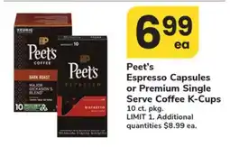 ACME Peet's Espresso Capsules or Premium Single Serve Coffee K-Cups offer
