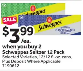 Stop&Shop Schweppes Seltzer 12 Pack offer