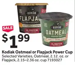 Stop&Shop Kodiak Oatmeal or Flapjack Power Cup offer