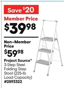 Lowe's Project Source 3-Step Steel Folding Step Stool (225-lb Load Capacity) offer