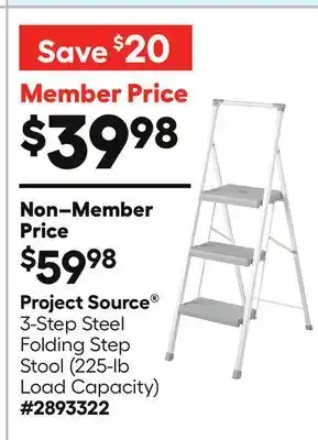 Lowe's Project Source 3-Step Steel Folding Step Stool (225-lb Load Capacity) offer