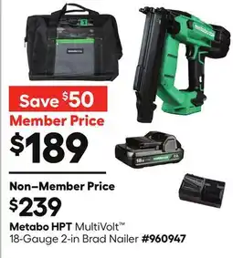 Lowe's Metabo HPT MultiVolt 18-Gauge 2-in Brad Nailer offer