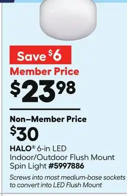 Lowe's HALO 6-in LED Indoor/Outdoor Flush Mount Spin Light offer