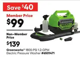 Lowe's Greenworks 1800-PSI 1.2-GPM Electric Pressure Washer offer