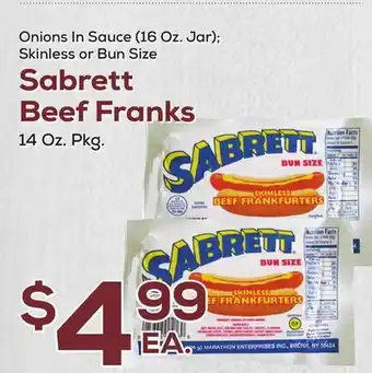 DeCicco & Sons Sabrett Beef Franks 14 Oz. Pkg offer