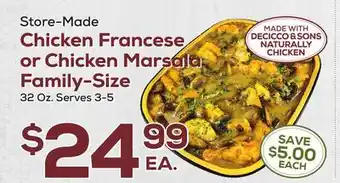 DeCicco & Sons Chicken Francese or Chicken Marsala Family-Size offer
