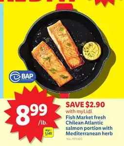 Lidl Fish Market fresh Chilean Atlantic salmon portion with Mediterranean herb offer
