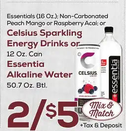 DeCicco & Sons Celsius Sparkling Energy Drinks or 12 Oz. Can Essentia Alkaline Water offer