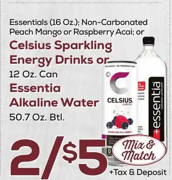 DeCicco & Sons Celsius Sparkling Energy Drinks or 12 Oz. Can Essentia Alkaline Water offer