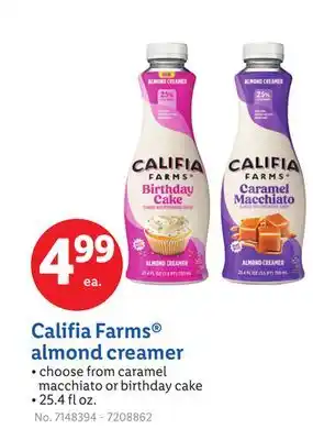 Lidl Califia Farms almond creamer offer