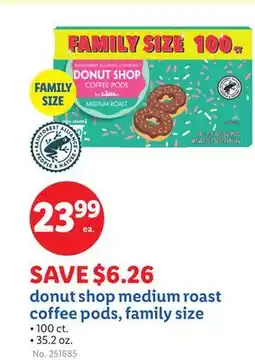 Lidl donut shop medium roast coffee pods, family size offer
