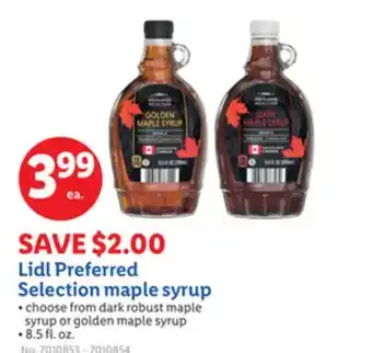 Lidl Lidl Preferred Selection maple syrup offer