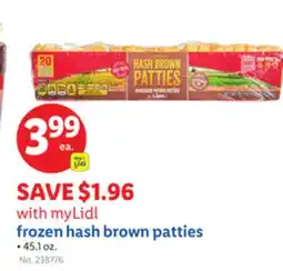 Lidl frozen hash brown patties offer