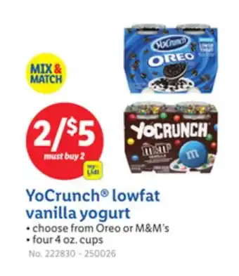 Lidl YoCrunch lowfat vanilla yogurt offer