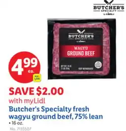 Lidl Butcher's Specialty fresh wagyu ground beef, 75% lean offer